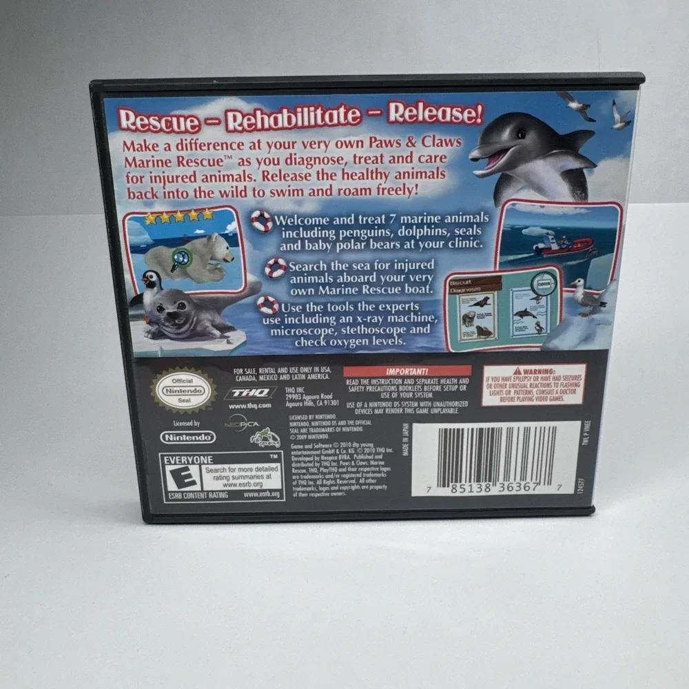 Paws and Claws Marine Rescue - Nintendo DS - CIB Complete With Manual TESTED